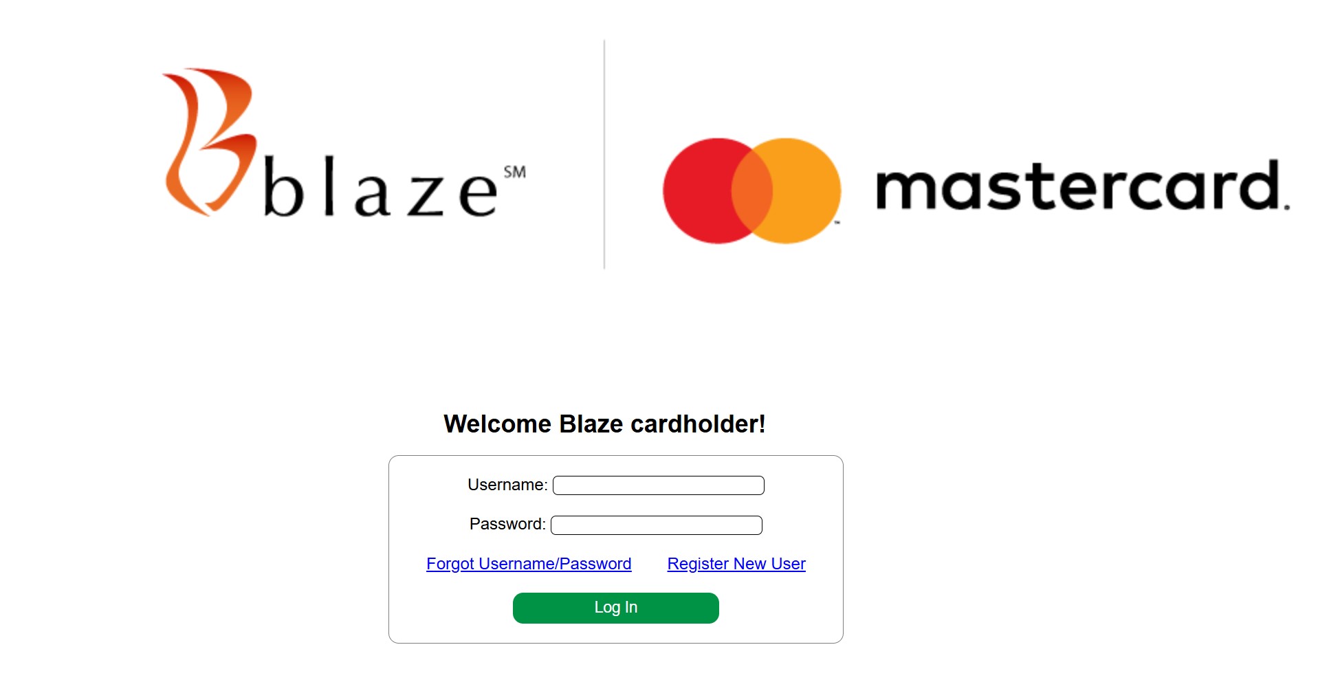 blaze credit card login page